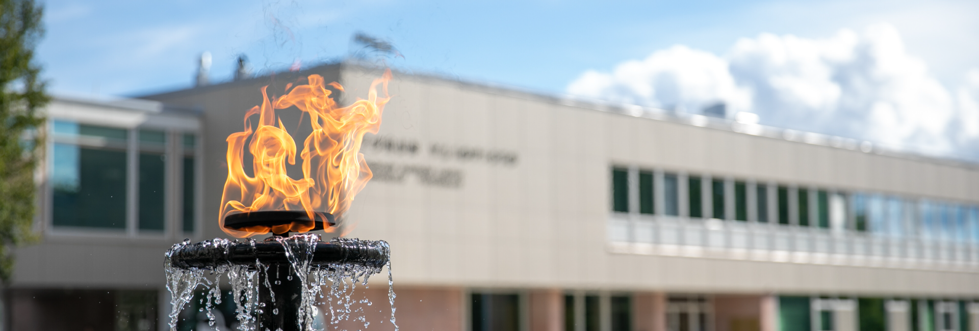 Sing of University of Turku. Torch infront.